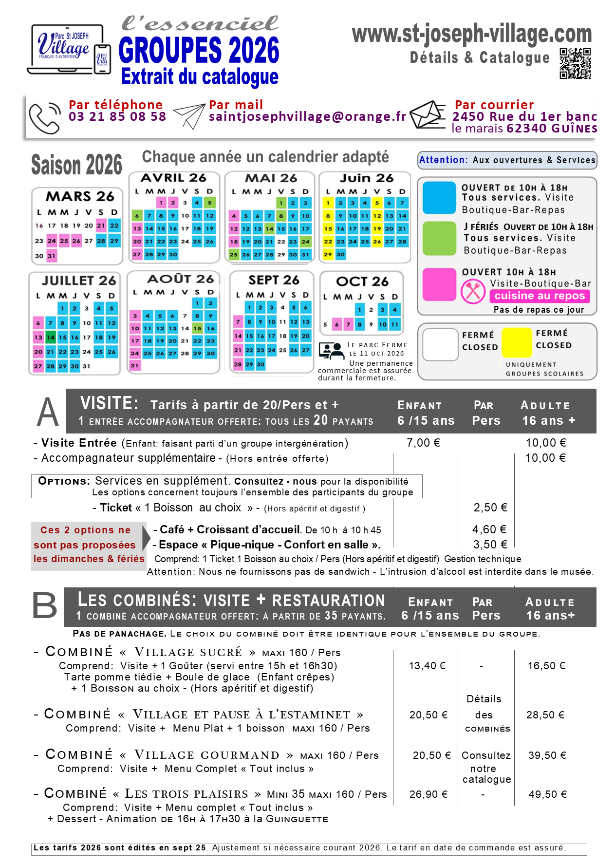 Tarifs Groupes  2026  St joseph Vill.png